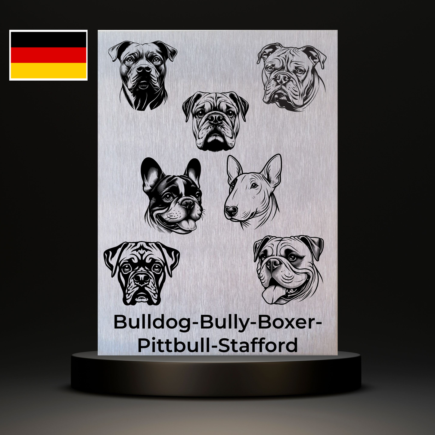 Warnshild fertiges design Bulldog & Bully & Boxer & Pittbull & Stafford