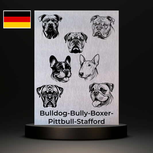 Warnshild fertiges design Bulldog & Bully & Boxer & Pittbull & Stafford