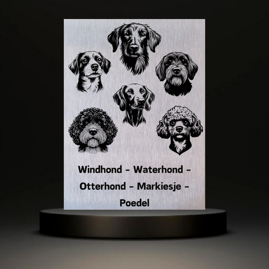 Waakbord Kant en klaar Windhond & Waterhond & Otterhond & Markiesje & Poedel