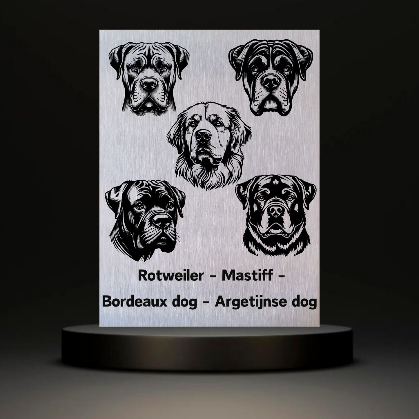 Waakbord Kant en klaar Rottweiler & Mastiff & Bordeaux dog & Argetijnse dog