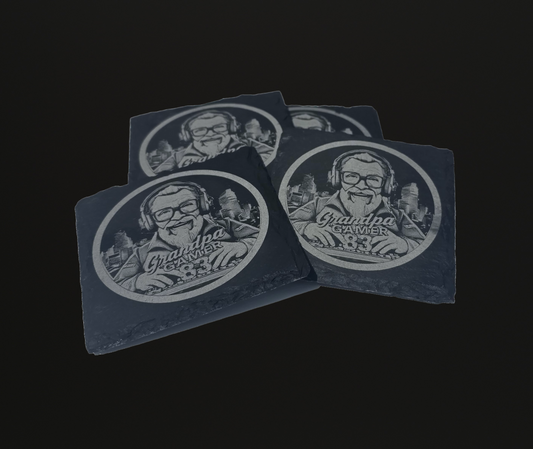 Grandpa Gamer83 Leisteen onderzetters