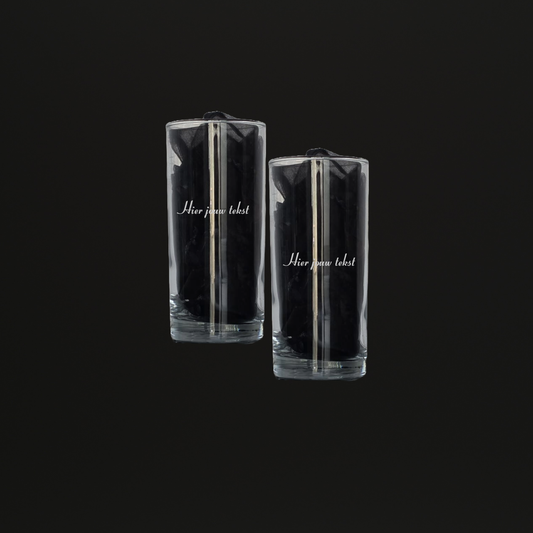 2 Glazen met eigen tekst of logo