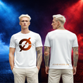 AurØ Streetwear Tshirt Wit Orange Echo mode (Logo borst en rug)