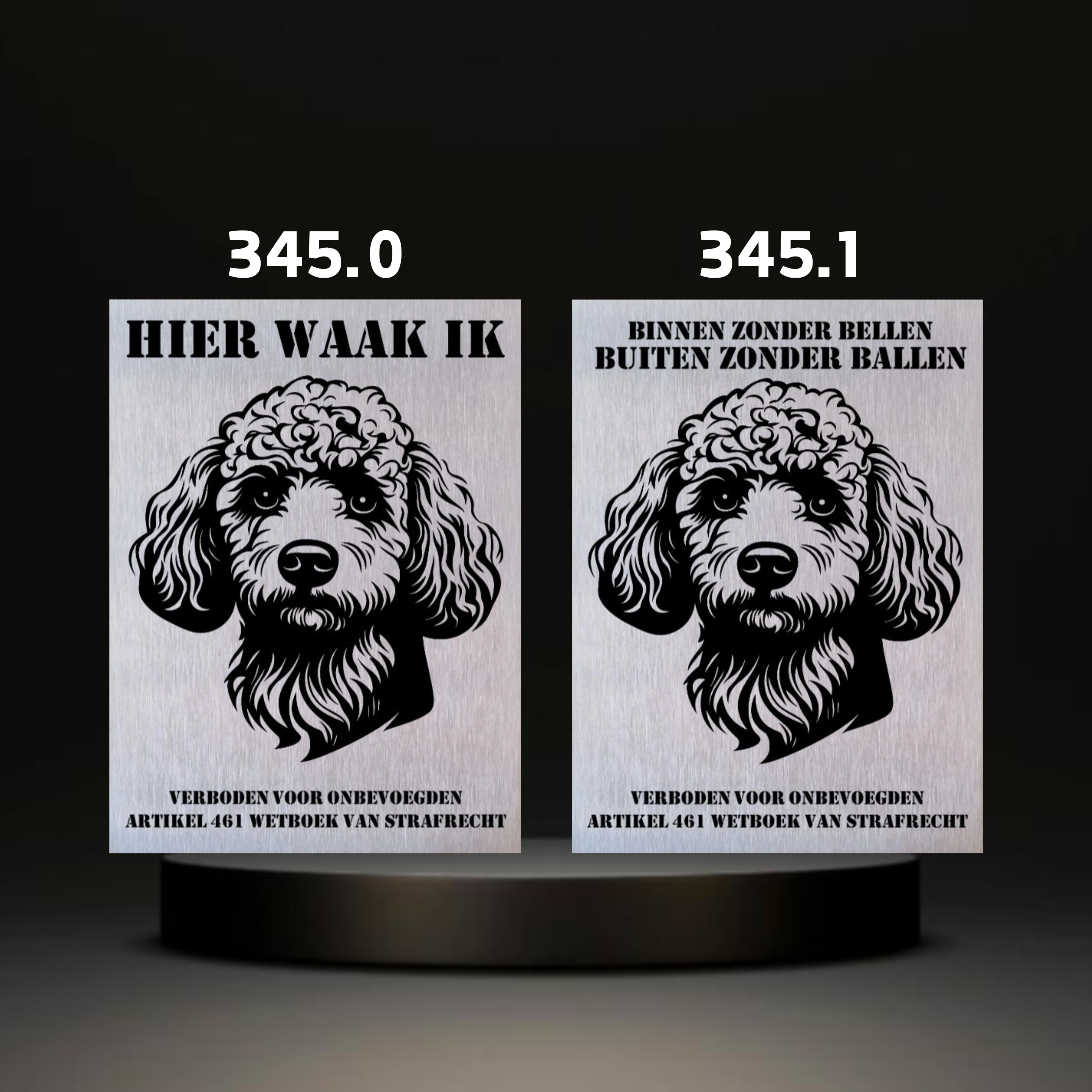 Waakbord Kant en klaar Windhond & Waterhond & Otterhond & Markiesje & Poedel