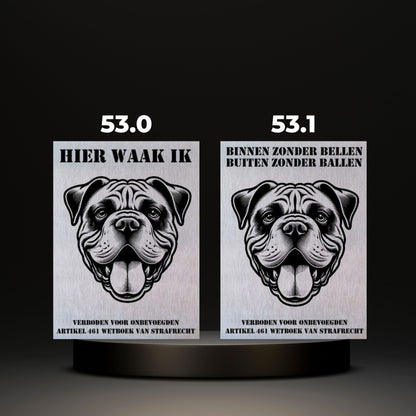 Waakbord Kant en klaar Bulldog & Bully & Boxer & Pittbull & Stafford