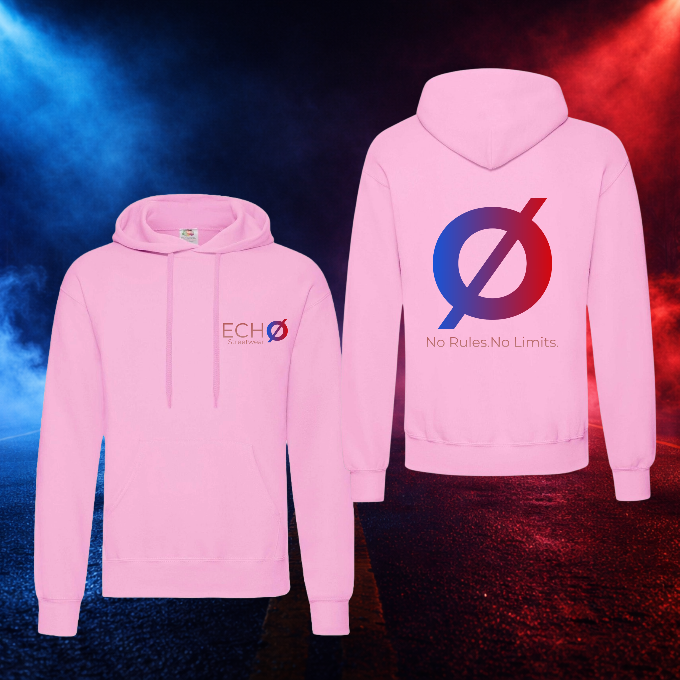 EchØ Streetwear Hoodie Roze (borstlogo en rug)