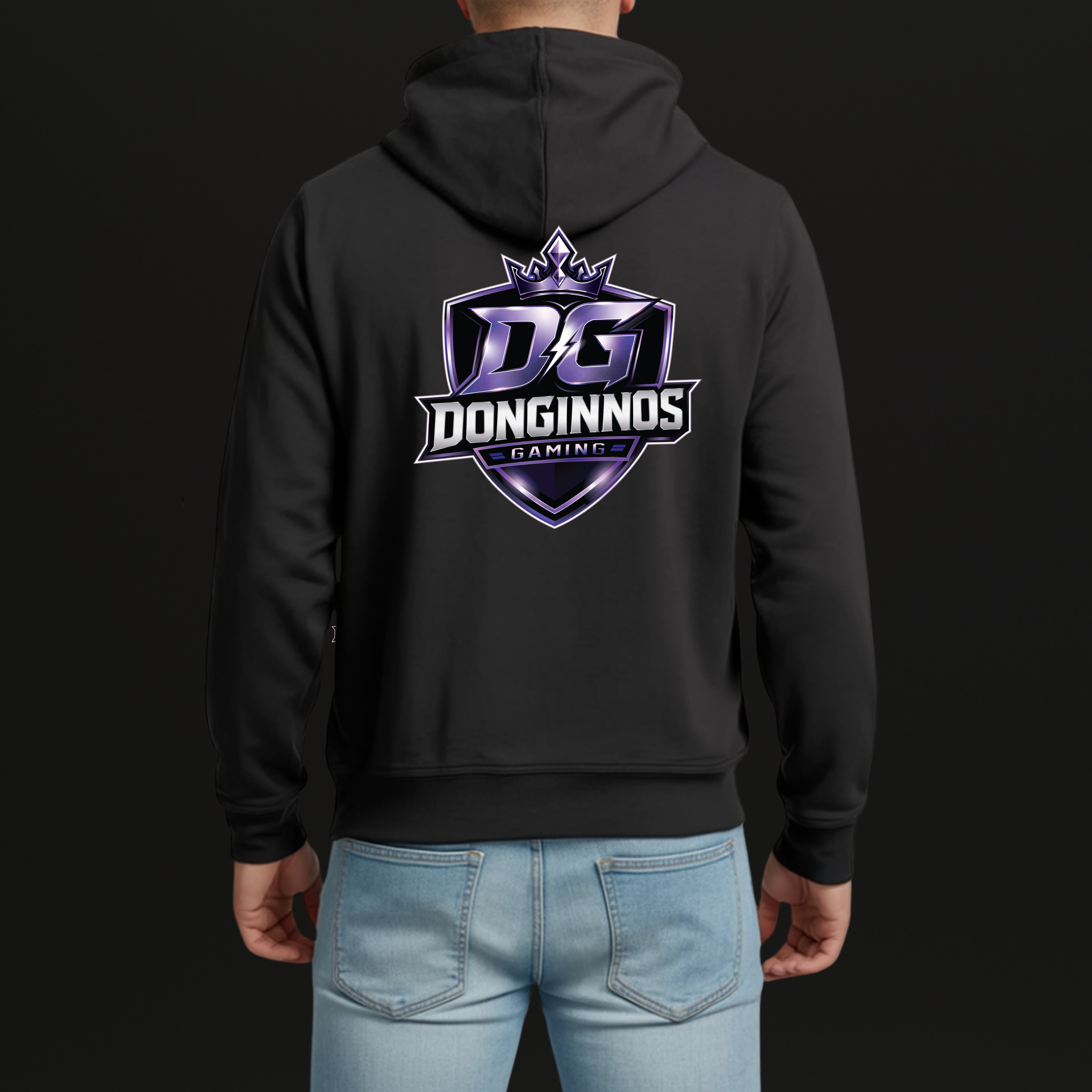 DonGinnos Hoodie Zwart (Borstlogo en Rug)