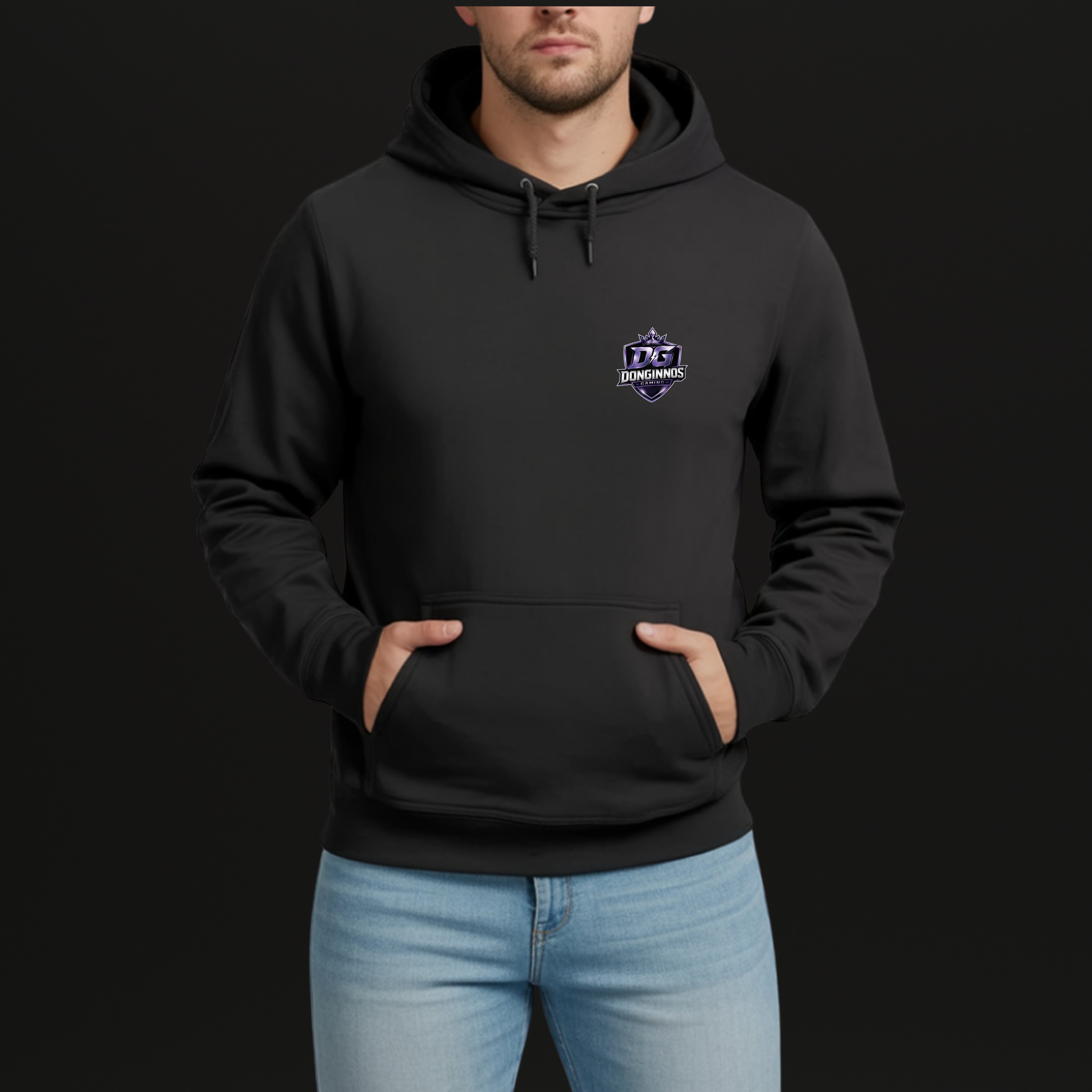 DonGinnos Hoodie Zwart (Borstlogo en Rug)