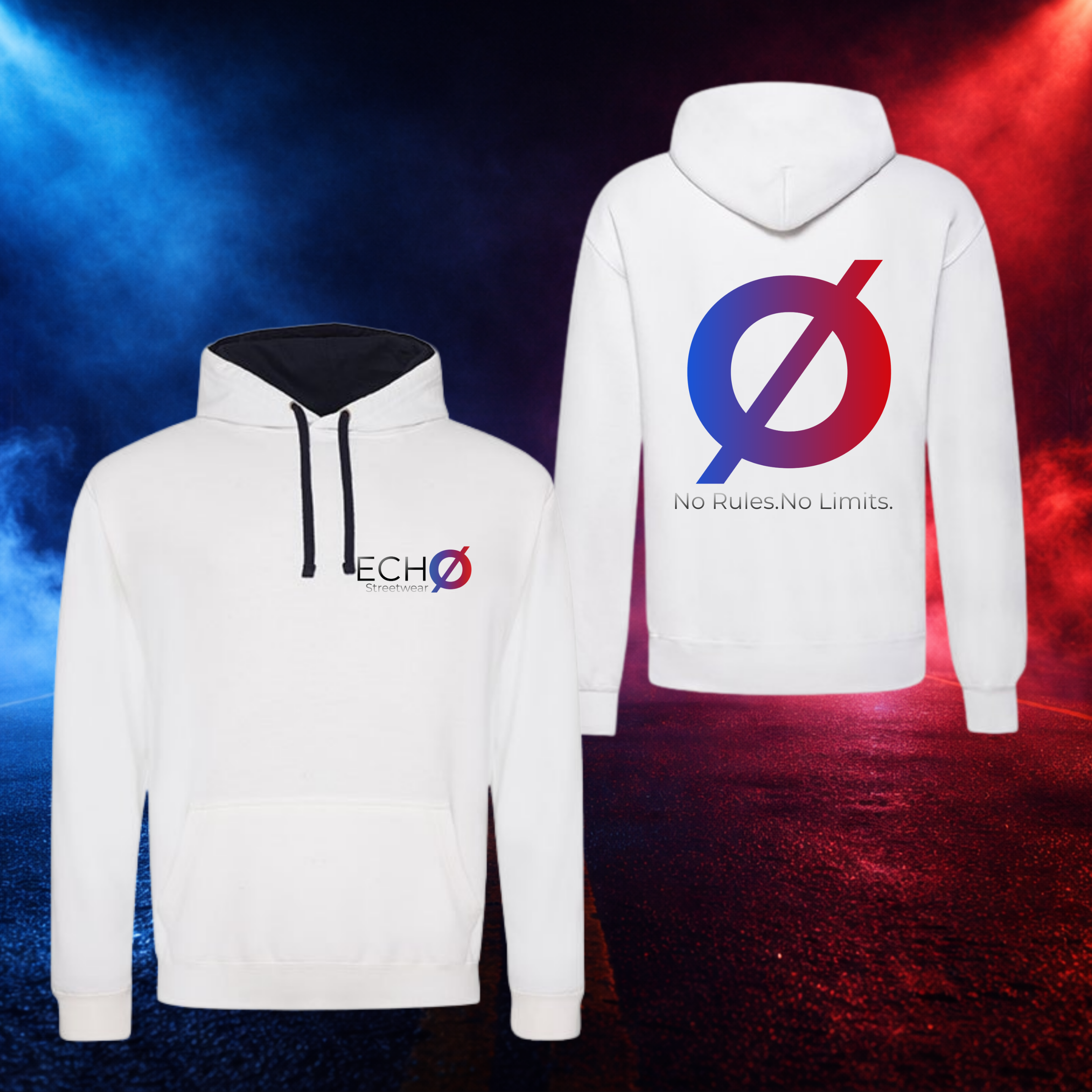 EchØ Streetwear Hoodie Wit (Borstlogo en rug)