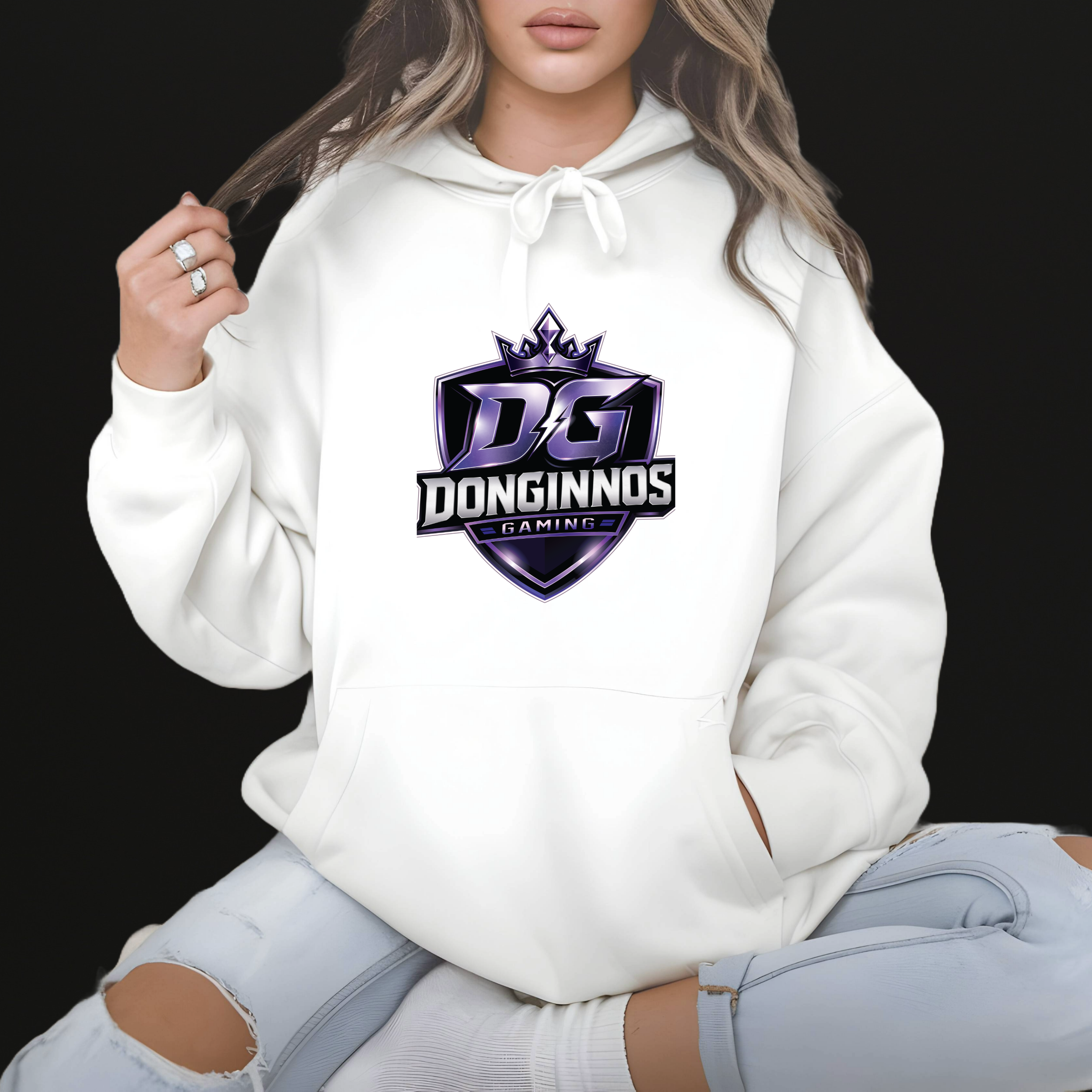 DonGinnos Hoodie Wit Borstlogo