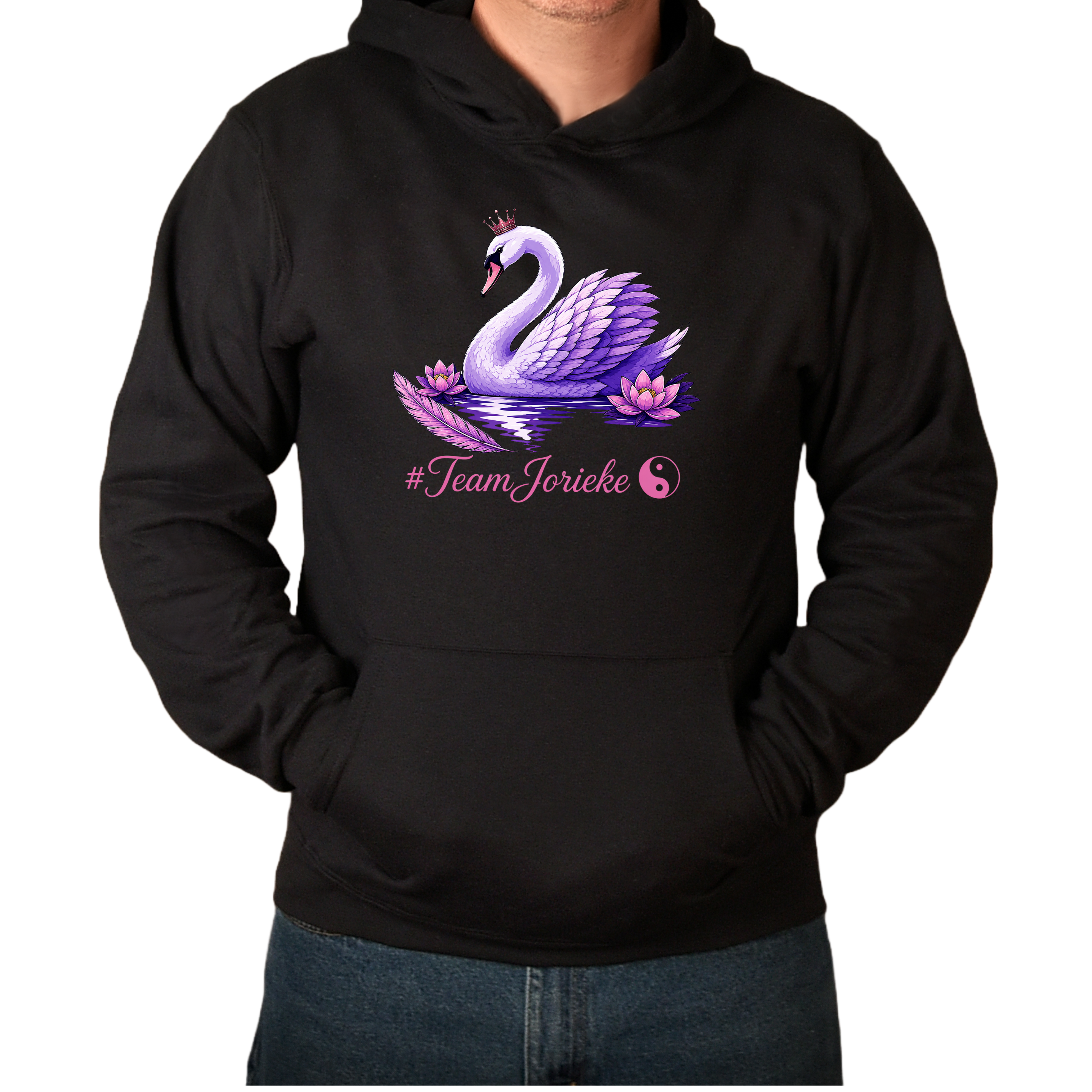 Jorieke Hoodie "Zwaan" zwart