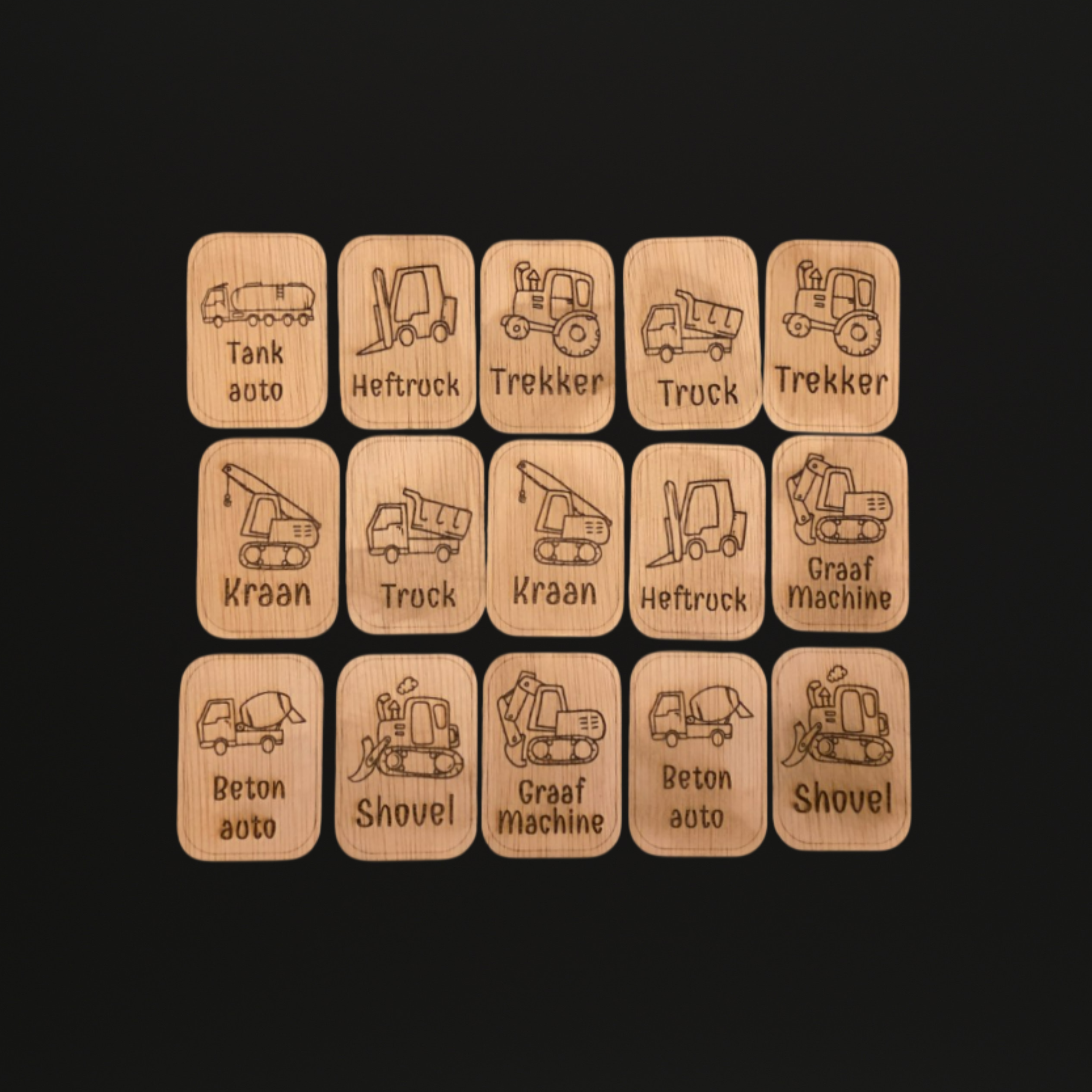 Houten Memoriespel Voertuigen