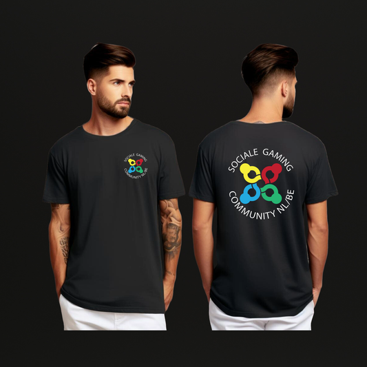 Sociale Gaming Community NL/BE Tshirt (borst en rug logo)