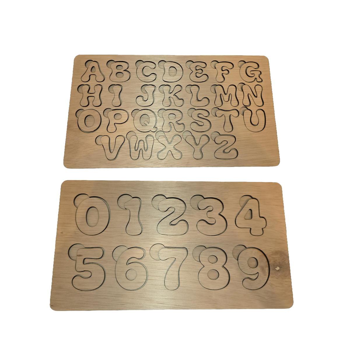 Houten Inlegpuzzels Cijfers en Letters