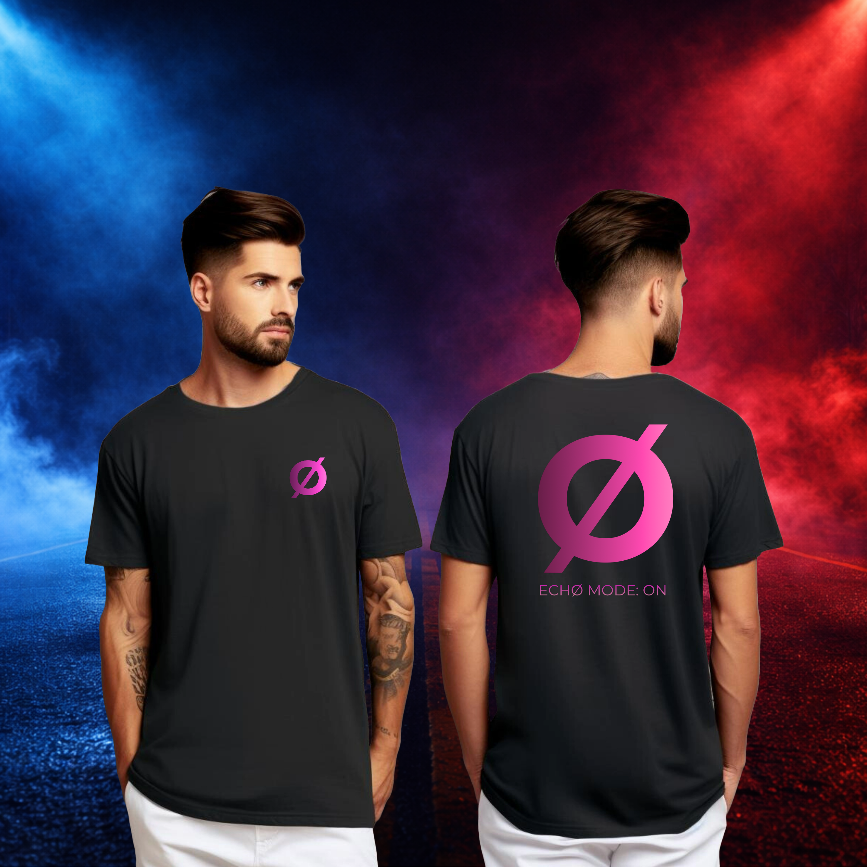 AurØ Streetwear Tshirt Pink Echo mode (Logo borst en rug)