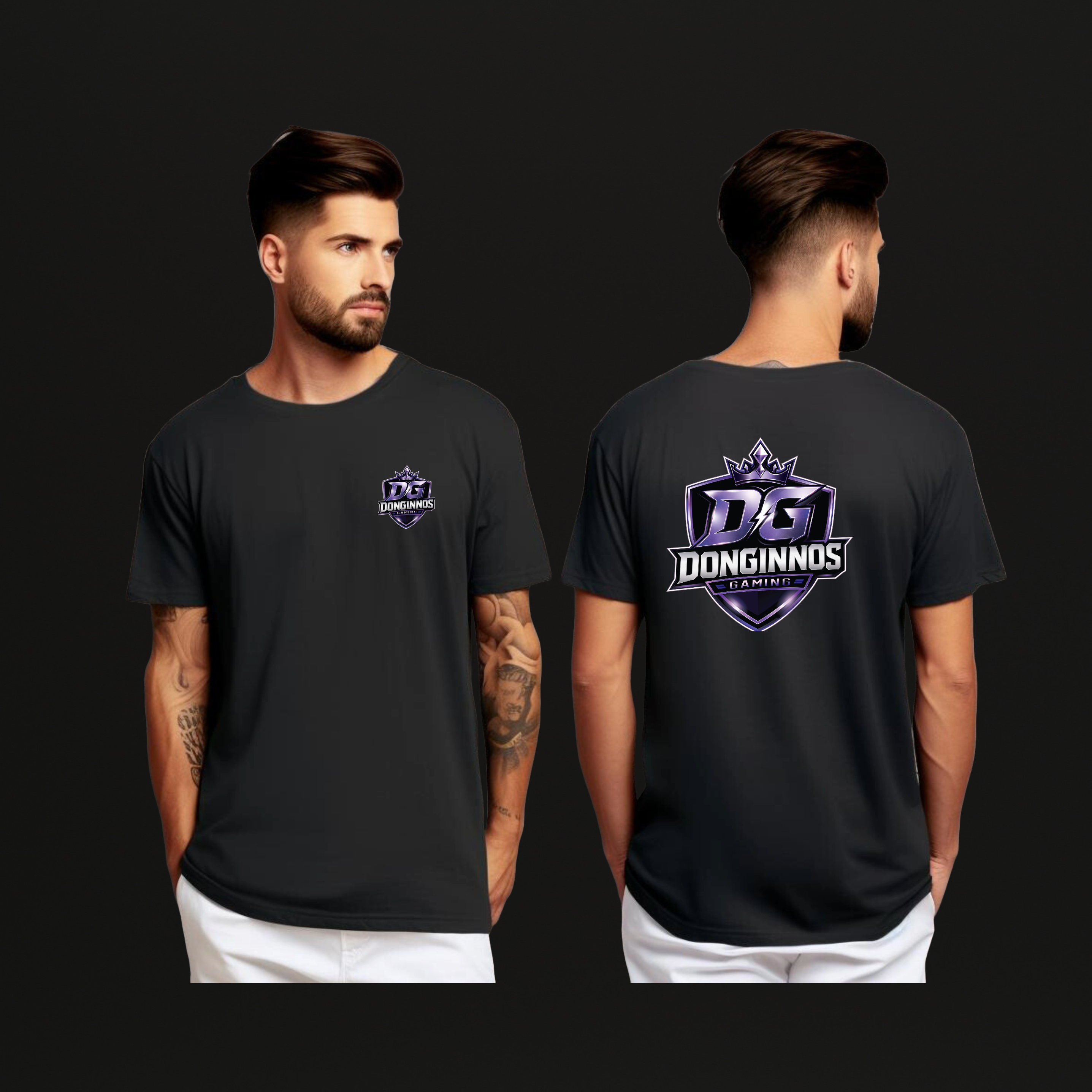 DonGinnos Tshirt Zwart (borst en rug logo)