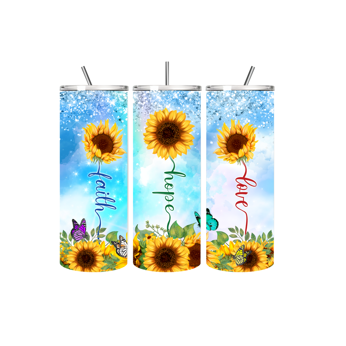 Faith Tumbler Faith Hope Love Zonnebloemen