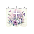 Faith Tumbler Kruis met paarse bloemen