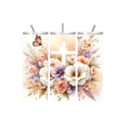 Faith Tumbler Kruis met bloemen en vlinder