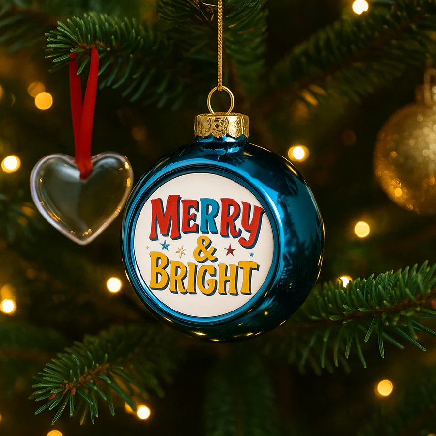 Kerstbal met eigen foto of logo